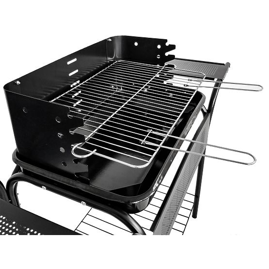 Barbecue de jardin avec étagères en métal, réglage de la grille, roues