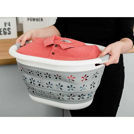 Bassine ovale pliable 50 x 37 cm blanc-gris OVAL COMPACT 25L