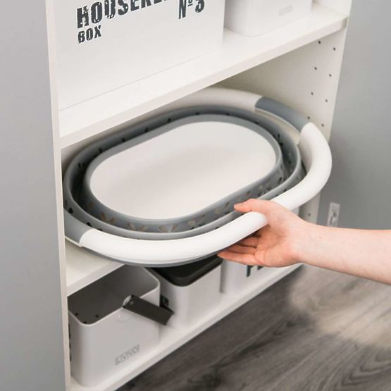 Bassine ovale pliable 50 x 37 cm blanc-gris OVAL COMPACT 25L