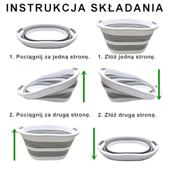 Bassine ovale pliable 50 x 37 cm blanc-gris OVAL COMPACT 25L