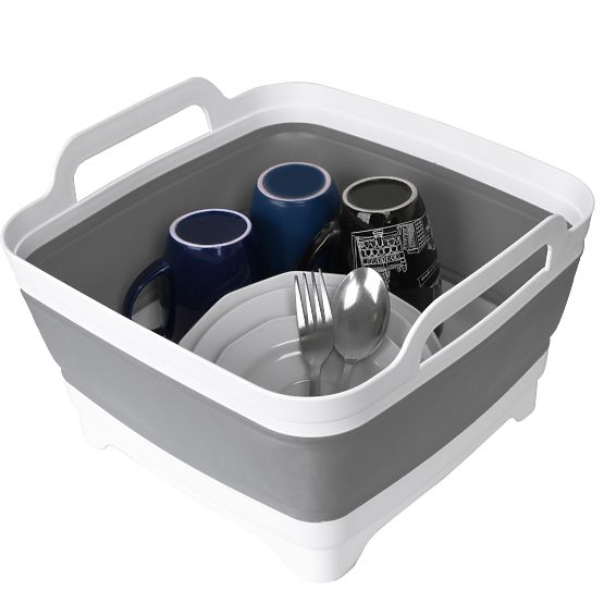 Bassine pliable avec écoulement blanc-gris BRIDA