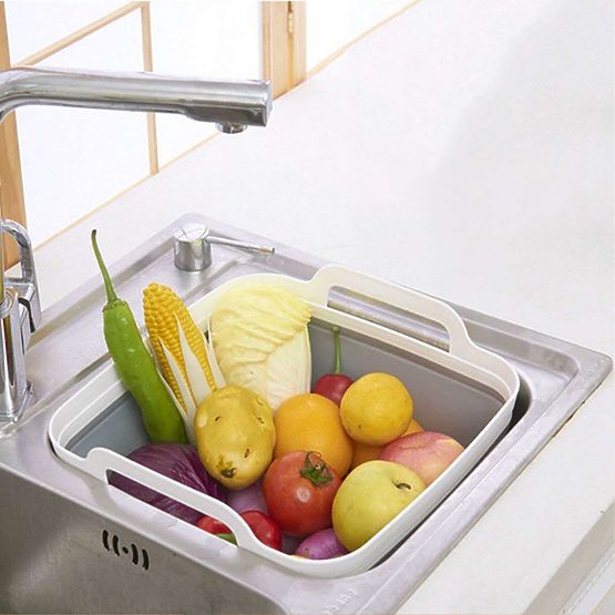 Bassine pliable avec écoulement blanc-gris BRIDA