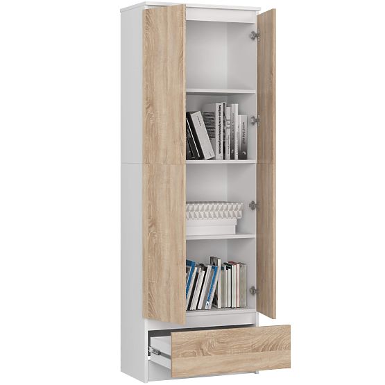 BIBLIOTHÈQUE FERMÉE R60 2D 1SZ CLP PK BLANC / SONOMA
