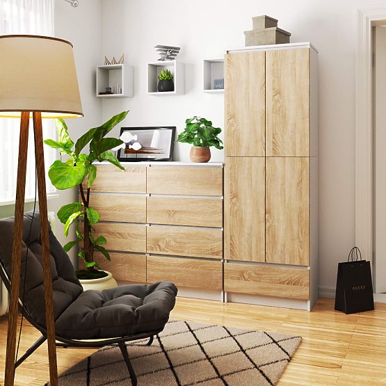 BIBLIOTHÈQUE FERMÉE R60 2D 1SZ CLP PK BLANC / SONOMA