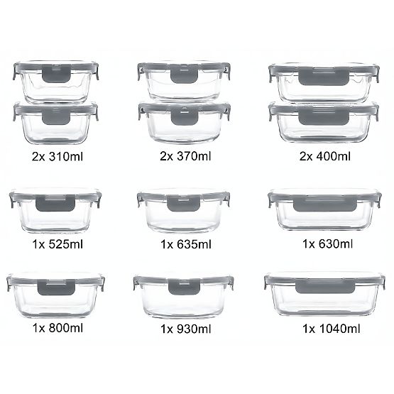 Bocaux en verre pour aliments CATONIA - ensemble de 12 pièces