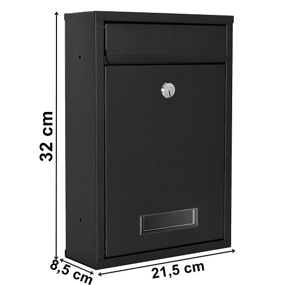 Boîte aux lettres pour courrier Gustav noire avec inscriptions