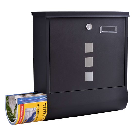 Boîte aux lettres pour courrier Hans avec porte-journaux noire