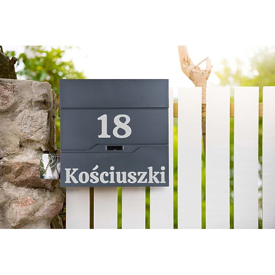 Boîte aux lettres Vidar anthracite avec inscriptions