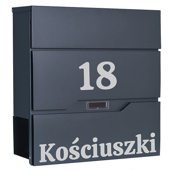 Boîte aux lettres Vidar anthracite avec inscriptions