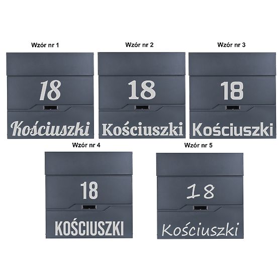 Boîte aux lettres Vidar anthracite avec inscriptions