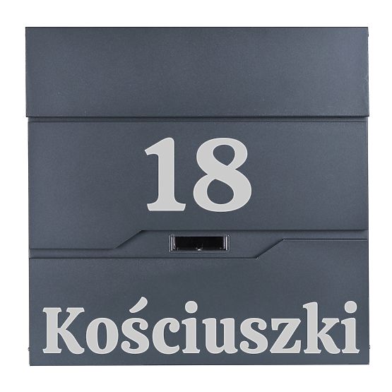 Boîte aux lettres Vidar anthracite avec inscriptions