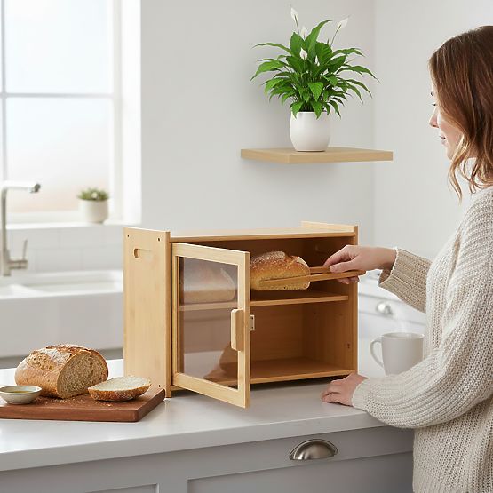 Boîte à pain en bambou Pierre, récipient à pain