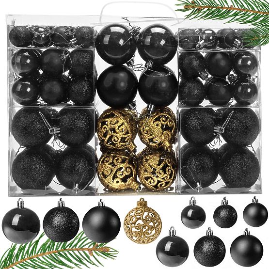 BOULES DE NOËL NOIRES 100PCS KL-21X04