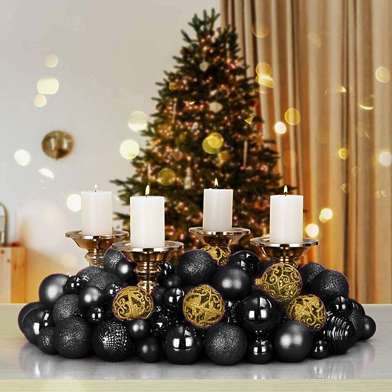 BOULES DE NOËL NOIRES 100PCS KL-21X04