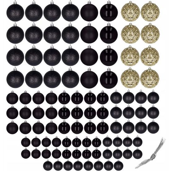 BOULES DE NOËL NOIRES 100PCS KL-21X04