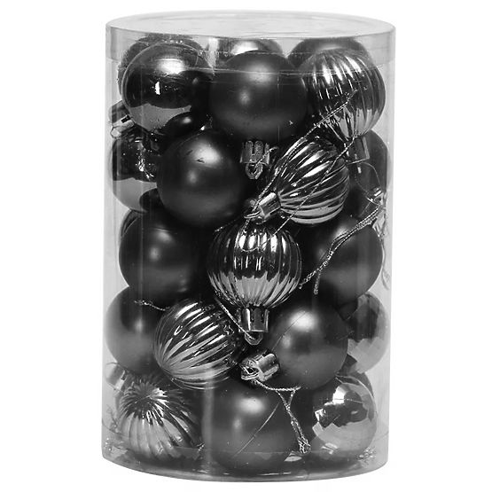BOULES DE NOËL NOIRES 34 PCS SYSD1688-033