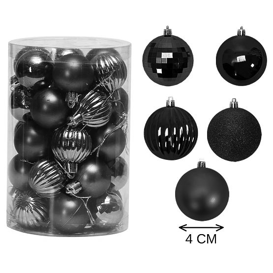 BOULES DE NOËL NOIRES 34 PCS SYSD1688-033