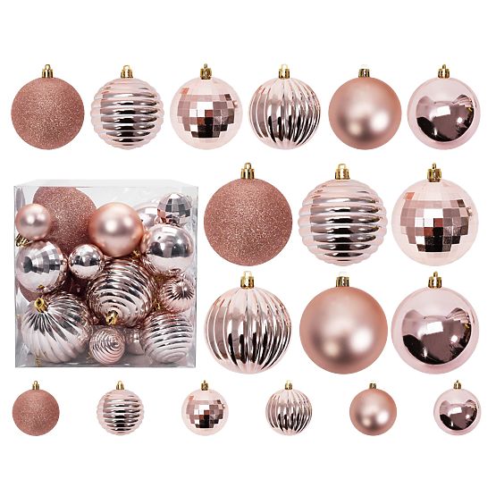 BOULES DE NOËL ROSE-DORÉES 36PCS 311433B