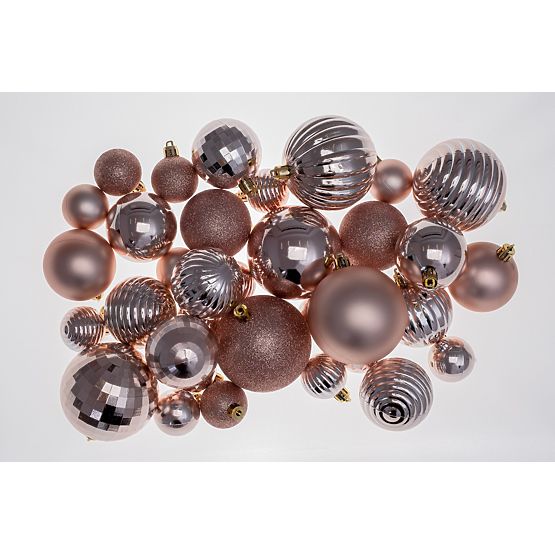 BOULES DE NOËL ROSE-DORÉES 36PCS 311433B