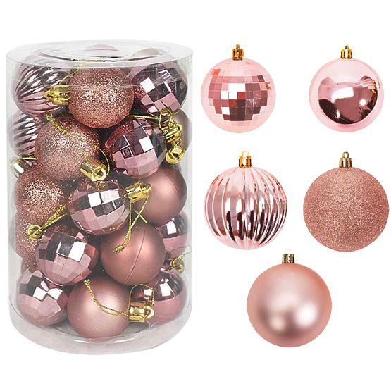 BOULES DE NOËL ROSES 34 PCS SYSD1688-026