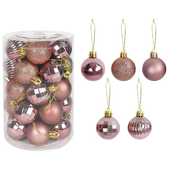 BOULES DE NOËL ROSES 34 PCS SYSD1688-026