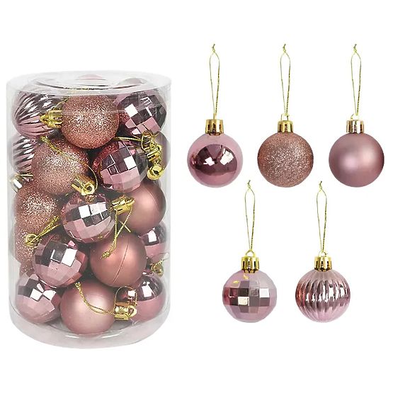 BOULES DE NOËL ROSES 34 PCS SYSD1688-026