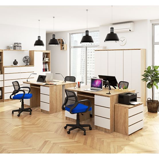 BUREAU A-11 CLP 6TIROIRS CHÊNE SONOMA / BLANC