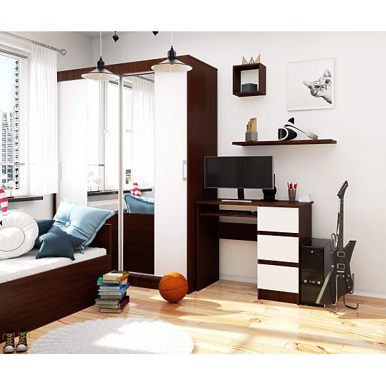 BUREAU A-6 CLP WENGE - BLANC DROITIER