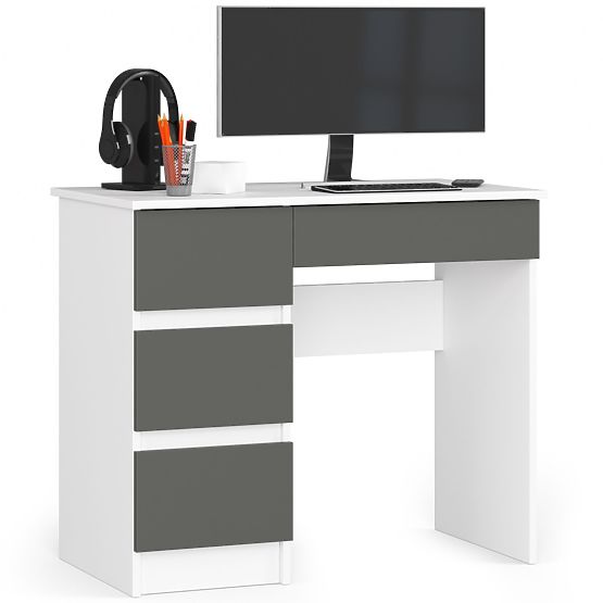 BUREAU A-7 CLP PK BLANC / GRIS GAUCHE