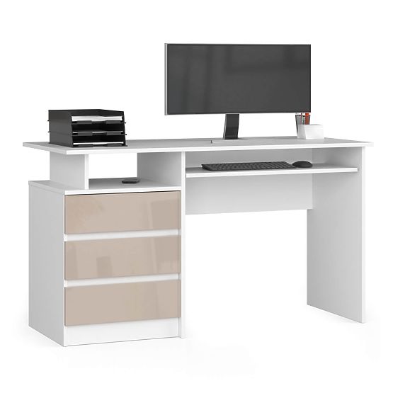 BUREAU CLP 135 cm PK BLANC / CAPPUCCINO BRILLANT