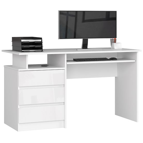 BUREAU CLP 135cm PK BLANC / BLANC BRILLANT