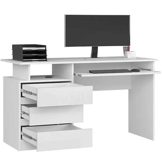 BUREAU CLP 135cm PK BLANC / BLANC BRILLANT