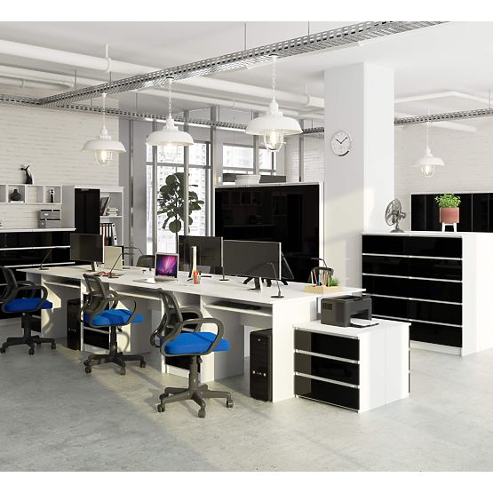 BUREAU CLP 135cm PK BLANC / NOIR BRILLANT