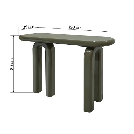 Bureau/console Flambe 120 cm, vert/gris, brillant