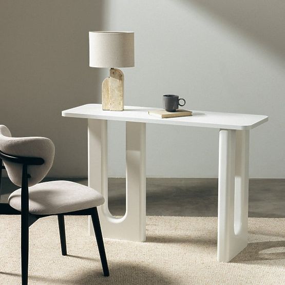 Bureau/console Lichi 120 cm, blanc, arcs