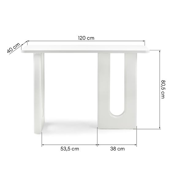 Bureau/console Lichi 120 cm, blanc, arcs