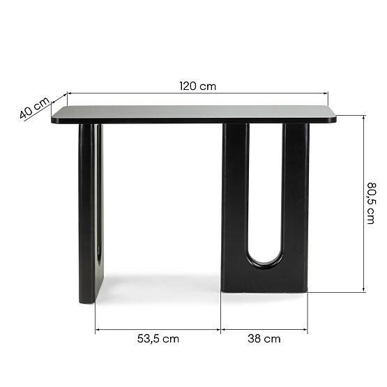 Bureau/console Lichi 120 cm, noir, arcs