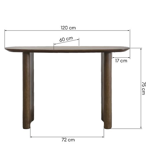 Bureau/console Oriento 120 cm, chêne foncé