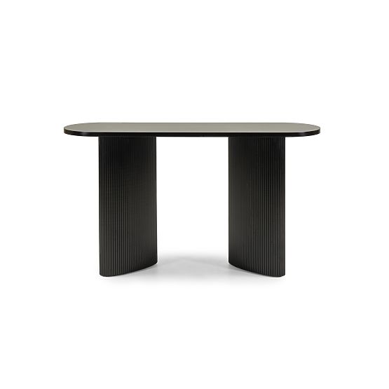 Bureau/console Pauline 140 cm, noir, lamelles