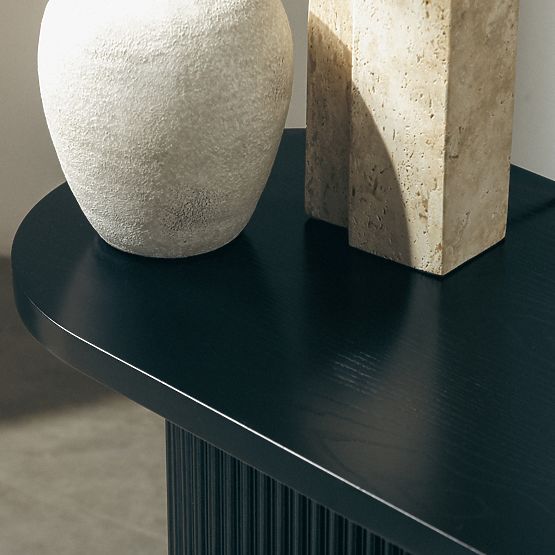 Bureau/console Pauline 140 cm, noir, lamelles