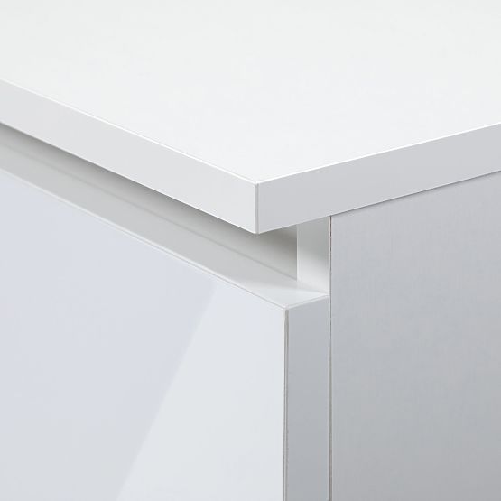 BUREAU D'ANGLE B16 124 cm DROIT 3 TIROIRS PK BLANC / BLANC BRILLANT