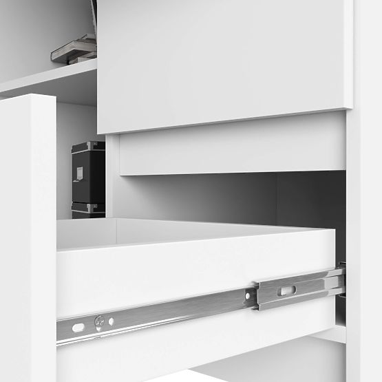 BUREAU D'ANGLE B16 124 cm DROIT 3 TIROIRS PK BLANC