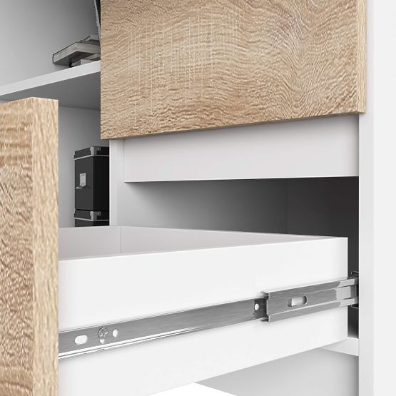 BUREAU D'ANGLE B16 124 cm DROIT 3 TIROIRS PK BLANC / SONOMA