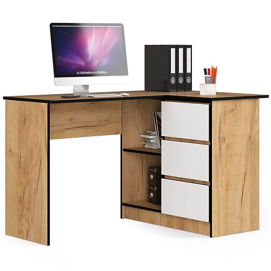 BUREAU D'ANGLE B16 CLP DROIT CHÊNE CRAFT / BLANC