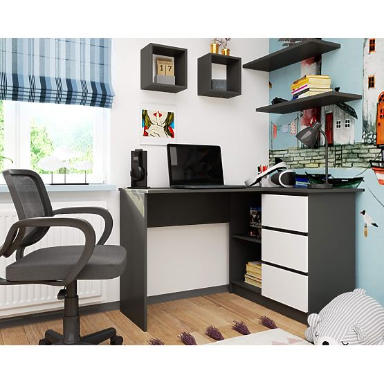 BUREAU D'ANGLE B16 CLP DROIT GRIS / BLANC