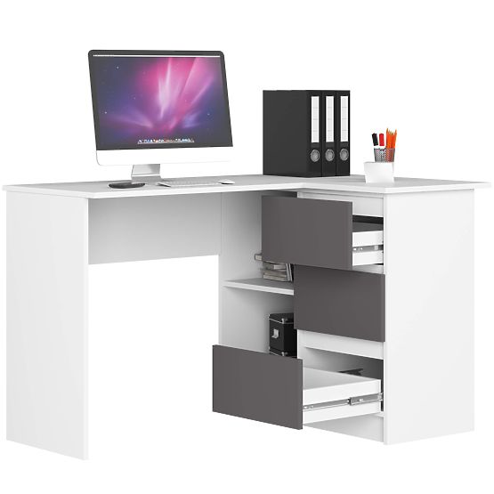 BUREAU D'ANGLE B16 CLP DROIT PK BLANC / GRIS