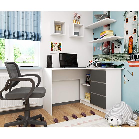 BUREAU D'ANGLE B16 CLP DROIT PK BLANC / GRIS