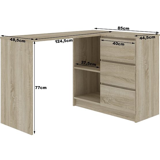 BUREAU D'ANGLE B16 CLP DROIT PK SONOMA / BLANC
