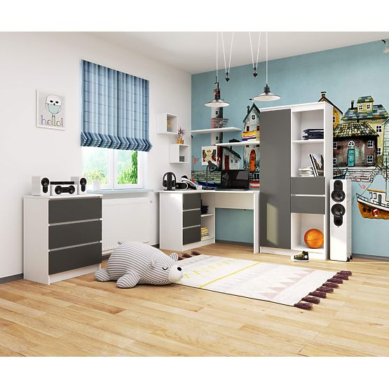 BUREAU D'ANGLE B16 CLP GAUCHE PK BLANC / GRIS