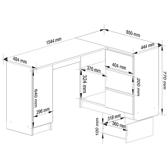 BUREAU D'ANGLE B20 155 cm DROIT SONOMA